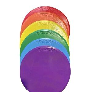 Set of 6 Multi Colored Flying Plastic Disks 9 3/4 Inches Flying Disk Game